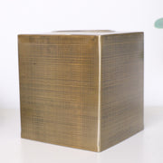 Brass Gold Textured Metal Tissue Box Holder Cover Case Metallic Antique Shiny