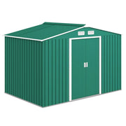 Outsunny 9 x 6FT Galvanised Garden Storage Shed with Sliding Door + Vents, Green