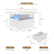 LED Coffee Table with 2 Drawers Cocktail Sofa Center Table for Living Room