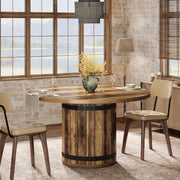 39.37-Inch Round Dining Table Farmhouse Wooden Kitchen Dinner Table for 4 People