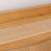Pale Wood Curved 3 Drawer Console Table with Hessian & Glass Top - Austin Wood R