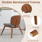 Modern Accent Chair Upholstered Side Chair with Curved Backrest-Brown