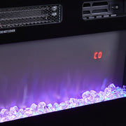 70inch White TV Stand Unit Cabinet with Electric Fireplace & 12 Colour LED Light