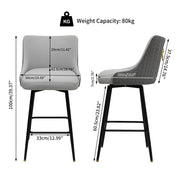 360° Rotating Breakfast Bar Stools High Tufted Back Lion Knocker w/ Footrest