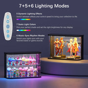 Small Rounded Display Cabinet with Glass Doors & RGB Lights for Action Figures