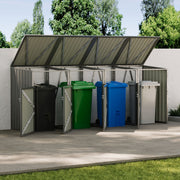 XXL Large 4 Wheelie Bin Storage Metal Store Cover Garden Rubbish Dustbin Shed UK