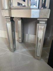 Mirrored Bedside Table 2 Drawer Venetian Distressed Silver Bedroom Living SOL