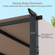 10x10 Flat Top Pergola Canopy with Retractable Shade Heavy Duty Metal Frame