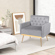 Modern Velvet Accent Chair Upholstered Armchair Sofa Chair-Grey