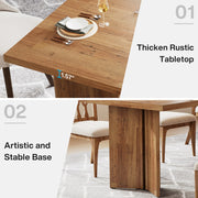 63-Inch Rectangular Dining Table for 4-6, Farmhouse Kitchen Table with Tabletop