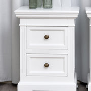 Pair of White Two Drawer Bedside Tables bedroom furniture storage farmhouse