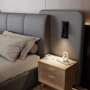 BTM 4ft6 Double Bed !SALE! Grey Upholstered Frame LED USB Charging Headboard