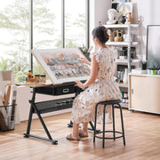 Drawing Table Drawers Stool Adjustable Desk Engineering Drafting Tiltable Craft