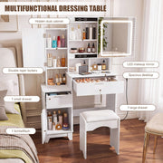Dressing Table With Drawers Mirror Stool Set Makeup Desk Vanity Table Bedroom