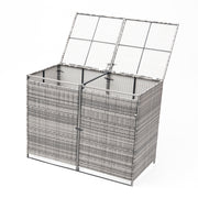 Double Wheelie Bin Store Poly Rattan Garden Outdoor Garbage Storage Shed Cover