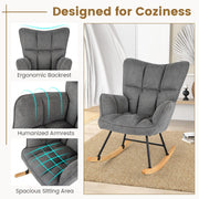 Modern Linen Rocking Accent Chair Upholstered Glider Rocker Armchair