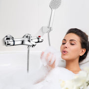 Thermostatic Mixer Tap, Chrome Bath Shower Valve Bar for Bathroom, UK Model