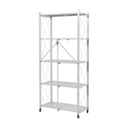 5 Tier Foldable Kitchen Metal Rack Warehouse Storage Shelving Unit With Wheels