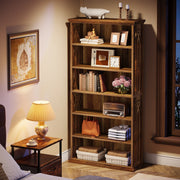 6-Tier Modern Bookshelf 75-Inch Tall Bookcases Wood Freestanding Display Shelves