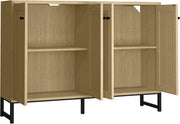 Sideboard Cabinet Rattan Doors Storage Console Farmhouse Natural Wood Unit