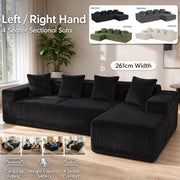 JUMBO CORD MODULAR L SHAPE CORNER SOFA 4 SEATER FURNITURE SETTEE SUITE POUFFE UK