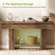 55.1-Inch Farmhouse Console Table Narrow Entryway Table with Storage for Hallway