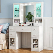 Dressing Table with 7 Drawers 4 Door & Charging Socket Makeup Desk Vanity Jdvizb