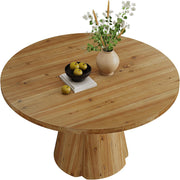 47.24 Inch Solid Wood Round Dining Table Farmhouse Kitchen Table for 4-6 People