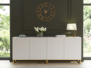 TV Unit TV Stand Sideboard Cabinet Media Console White Gold Fluted Modular 200cm