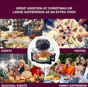Halogen Oven Air Fryer For Home 60 Minute Timer & Extender Ring - 12L/1400W UK;