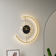 Dimmable LED Wall Lights 3 Colors Round Clock Wall Lamp Bedroom Living Room Lamp