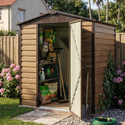 Metal Garden Shed 4x6FT Apex Roof Outdoor Tool Storage House Lockable Door Unit