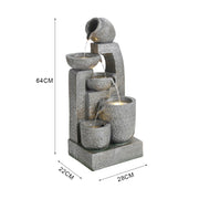 Solar Powered Garden Water Feature Outdoor Water Fountain Cascade with LED Light