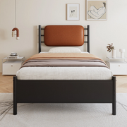 3FT Single Bed Frame !SALE! Metal Upholstered Headboard Brown Black Modern
