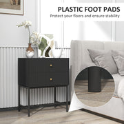 Modern Bedside Table with 2 Drawers for Bedroom, Black