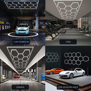 14 Hexagon LED Lighting Detailing Garage Workshop Retail Car Showroom UK