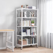 5 Tier Foldable Kitchen Metal Rack Warehouse Storage Shelving Unit With Wheels