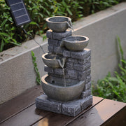 Solar Powered Garden Water Feature Outdoor Water Fountain Cascade with LED Light