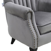 Velvet Accent Chair Scallop Armchair Oyster Back Lounge Tub Chair With Wood Legs