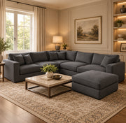 Luxury| Ruby Corner Sofa | Left & Right | 5 Seater | Sharon Grey| Full Back