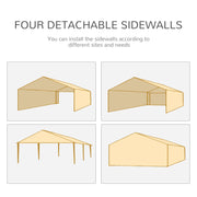 6 x 3(m) Outdoor Gazebo Canopy Party Tent with 6 Removable Side Walls for Garden