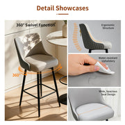 360° Rotating Breakfast Bar Stools High Tufted Back Lion Knocker w/ Footrest