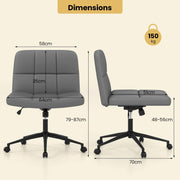 Criss Cross Chair PU Leather Upholstered Cross-legged Chair-Grey