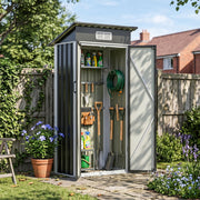 Metal Garden Shed 3X2FT Pent Roof Outdoor Tool Storage House with Lockable Door