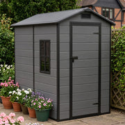 Weatherproof Plastic Garden Shed 4X6ft Outdoor Tool Storage House with Window
