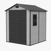 8x6 6x6 5x3 Plastic Garden Shed with Floor Window Lockable Door Wood Grain Grey