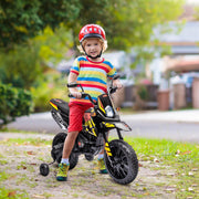 12V Licensed Kids Motorbike with Training Wheels, Yellow