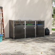 Triple Wheelie Bin Storage Metal Store Cover Garden Rubbish Dustbin 3 Shed Cabin