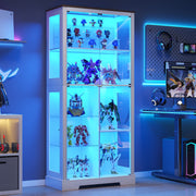 7-Tiers Tall Display Cabinet with Glass Doors & 3-Colour LED Lights for Figures