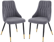 4 Velvet Dining Chairs Gold Tip Legs Beige Grey Blue Black velvet luxury